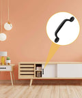 Black Barn Door Handles 10 Pcs Zinc Alloy Retro Gate Pulls installed on cabinet, 2.95 inch hole to hole, 3.54 inch total length.
