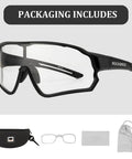 Photochromic Cycling Sunglasses For Men With Light Adaptive Lenses Frameless Design For Clear Peripheral Vision Sports Bike Glasses Ready For Any Ride, packaging includes case, cloth, and pouch, 30g, ultralight.