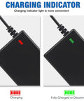 Fast 42V 2A Smart Charger For 36V Scooter Lithium Battery with green and red LED indicator display