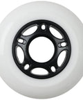 Outdoor Asphalt Inline Skate Wheels 89A Durometer 72mm X8 Set Durable White Wheel showing black spoke core for street skating