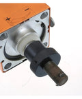 Close-up of Super Heavy Duty Pneumatic Crimping Tool With Four Die Sets For Wire Terminals, showcasing metal and rubber components.