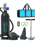 1L Mini Scuba Tank With Pump Portable Underwater Oxygen Tank For Diving Up To 20 Minutes Snorkeling Gear Black with accessories