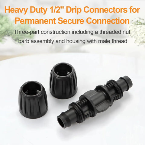 Half Inch Drip Irrigation Barbed Locking Coupler Set Ten Pieces No Leak Straight Fittings For One Half Inch Tubing Ideal