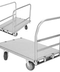 Heavy Duty Platform Truck Badass Heavy Hitter Rig With Four Smooth Swivel Wheels handles 2500 lb loads. Silver steel frame design.