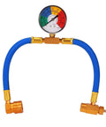 R134A Car AC Refrigerant Charge Hose Kit With Gauge And Built In Safety Valve, Piercing Type Can Tap Only, Half Inch Thread