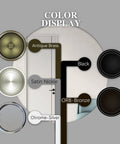 Color display for closet door finger pulls including Black, ORB-Bronze, Antique Brass, Satin Nickel, and Chrome-Silver finishes.