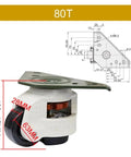 Premium Heavy Duty Leveling Casters With Retractable Adjustment Handle Threaded Stem Mount For Vending Machines shown with dimensions.