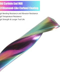 Solid carbide end mill with DLC coating; rainbow finish, single-flute CNC router bit, 1/8 in shank
