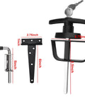 Durable Shed Door Hardware Kit With 6-Inch T-Hinges, T-Handle Lock, Latches for Secure Sheds and Barns, shown with measurements
