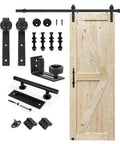 Certified Top Shelf Solid Spruce British Brace Knotty Barn Door 30X84 Inch Unfinished Double Sided Interior Sliding Door with Hardware Kit.