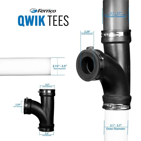3 Inch Flexible PVC Tee With Optional 2 Inch Reducer Bushing For DWV Cast Iron Steel And Plastic Pipe Connections Built For Quick Drain Waste And Vent Fixes DIY Friendly flexible PVC tee with clamps