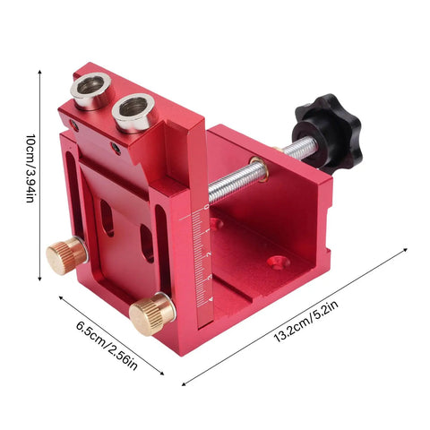 Red Pocket Hole Jig Kit Pro Grade With 3 In 1 Adjustable Drill Guides Portable Aluminum Alloy Tool with dimensions