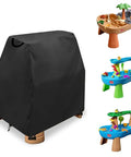 Kid Friendly Water Table Cover For Outdoor Use, Universal Fit 41 X 25 X 33 Inches, shown on different water tables, black