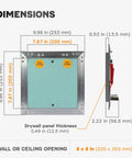 Straight Up Durable 8 X 8 Inch Drywall Access Panel Paintable Wall Repair Cover dimensions showing size and structure.