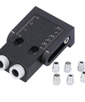 Pro Grade Pocket Hole Jig Kit With 15 Degree Drill Angle, Aluminum Alloy Oblique Hole Locator shown with drill guides for woodworking