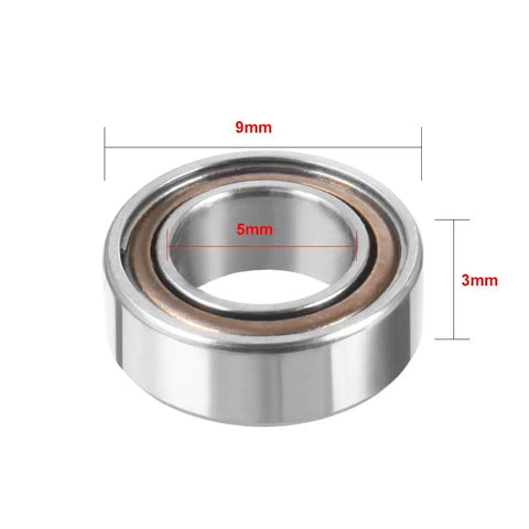 Top Shelf 10 Pack MR95ZZ Miniature Deep Groove Ball Bearings with dimensions 9mm outer, 5mm inner, 3mm width for machinery use.