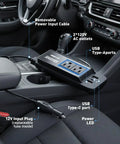 Smooth Moves 200W Car Power Inverter DC 12V to 110V AC with dual US outlets displayed in a car interior.