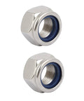 Top Shelf 2 Piece M18 X 1.5mm Metric Stainless Steel Hex Lock Nuts Heavy Duty Rust Proof Grade 304 Anti Vibration Fasteners in silver color.