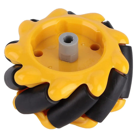 Omnidirectional Mecanum Wheel For TT Geared Motor, 60mm rubber coated, showing left and right translation ability for robotics projects.