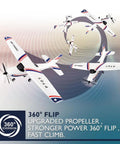 Adult RC Airplane With 3 Channel 3D6G Fixed Wing RTF Plane performing 360-degree flips in illustrated motion diagram