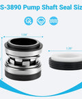 Mechanical Shaft Seal Replacement Kit PS-3890 R0479400 for pool pumps showing size measurements and components.