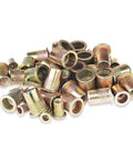 90 Piece Mixed Zinc Plated Carbon Steel Flat Head Rivet Nut Kit With M3 M4 M5 M6 M8 M10 Thread Sizes In Gold Finish Pro Grade Heavy Duty Rivet Nuts