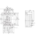 Technical diagram of a Two Pole 160 Amp Direct Current Miniature Circuit Breaker 20kA Short-Circuit Capacity 1000V