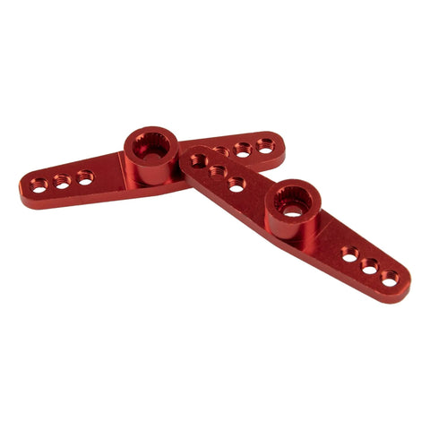 Red Three Pack Aluminum Alloy 25T Servo Horns Double Arm Steering Arms For Futaba Savox Power HD HSP MG Series Servos
