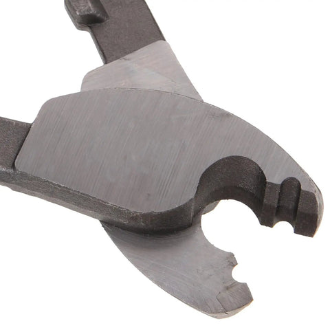 Close-up of the cutting head of Dang Tough Lightweight Wire Strippers And Cutting Pliers Featuring Slick Ergonomic Rubber Grips And Rock Solid Steel Build For Seasoned Trade Electricians And Contractors.