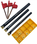 16 Piece Indexable Lathe Turning Tools Bit Set With Boring Bars And Tool Holders 5/16 In 3/8 In 1/2 In Shank Includes TCMT21.51 TCMT110204 Carbide Inserts