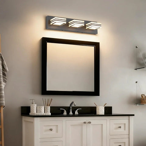 Modern Dimmable Vanity Lights For Bathroom LED Three Light Over Mirror Chrome Bath Wall Fixture With No Fuss 15 Minute Install