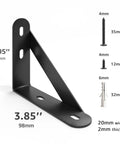 Heavy Duty Steel Wall Mount Shelf Brackets 4x3 Inch Black L Brackets With Screw Anchor Kit dimensions showing 2.95 inch and 3.85 inch sizes.