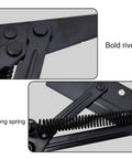 Heavy Duty Spring Hinge Cabinet Door Lift Bracket Hardcore Steel close-up showing bold rivet and strong spring detail.