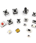 Assorted switches from 125 Piece Tactile Switch Kit With 25 Value Micro Momentary Push Button Switches For SMD And DIP Use
