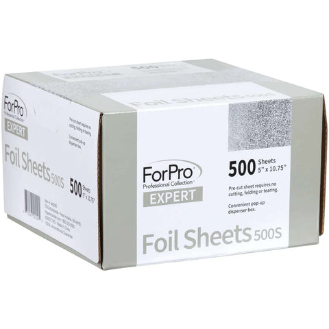 Embossed Pre-Cut Hair Foil Sheets In Pop-Up Dispenser, 5W X 10.75L, 500-Count, Pro-Grade Aluminum for salon use in packaging