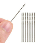 20 Piece HSS Micro Twist Drill Bit Set, 0.8 mm Mini High Speed Steel Drill Bits for Wood Plastic and Soft Metal, Straight Shank Fits Electric and Cordless Drills, Rust Resistant and Built to Last, Packed in Plastic Case shown with one bit held and others lined in row