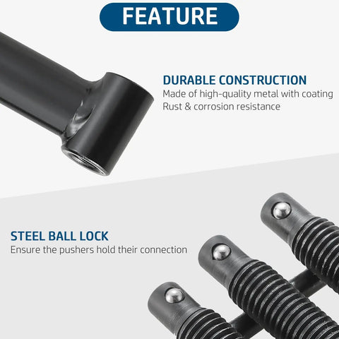 Close-up of Heavy Duty Overhead Valve Spring Compressor C Clamp Service Kit metal construction and steel ball lock features.