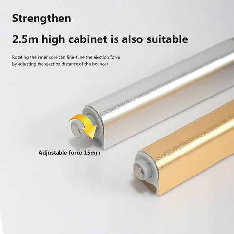 Push To Open Cabinet Latch Kit With Magnetic Door Catch and adjustable force mechanism for 2.5m high cabinets.