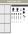 36x84 Inch Glass Sliding Barn Door Kit With 6Ft Hardware Black Aluminum Frame Clear Tempered Glass 3 Panel