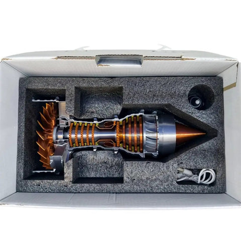Boxed Turbofan Aircraft Engine Model Kit Trent 900 With Red LED Light Realistic See Through Shell Hands On STEM Toy For Adults