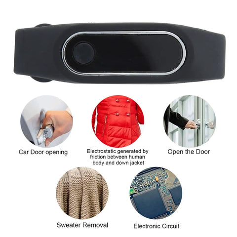 Anti Static Wristband With Automatic Static Eliminator Silicone Wrist Strap for electrostatic removal, black design