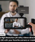 Recording video with camera connected to T7 Portable SSD 1TB External Solid State Drive With USB 3.2 Gen 2 for fast data transfer