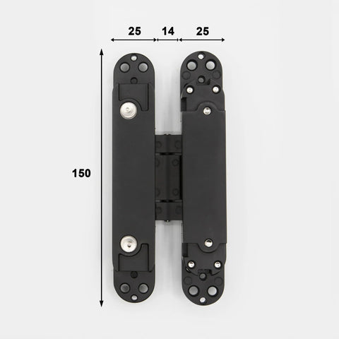 Hidden Door Hinge Set Two Pack Heavy Duty Concealed Hinge Zinc Alloy 180 Degree Swing For Interior Or Exterior Doors Black view