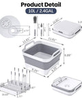 Collapsible Baby Bottle Wash Basin With Built In Drying Rack And Lid Portable 2.4 Gallon Dish Tub dimensions and components