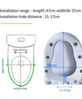 Installation measurements diagram for Heavy Duty Toilet Seat With Lid And Slow Close Mechanism For Standard Bowls, showing dimensions.