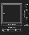 Rock Solid 12 x 12 Inches White Galvanized Steel Access Panel For Drywall dimensions and features illustration