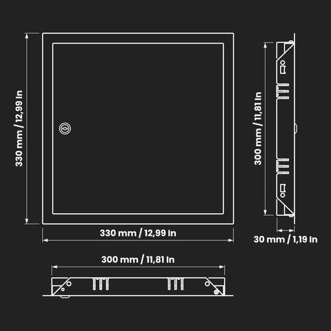 Rock Solid 12 x 12 Inches White Galvanized Steel Access Panel For Drywall dimensions and features illustration