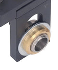 Close-up of Hella Sturdy Aluminum Dowel Jig and Pocket Hole Drill Guide Kit showing alignment holes for precision woodworking.