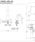 Technical diagram of Antique Brass Widespread Bathroom Faucet With Drip Free Ceramic Disc Cartridge Deck Mount Eight To Sixteen Inch Three Hole Installation One Point Two GPM Flow At Sixty Psi One Half Inch IPS Connection Classic Modern Blend