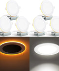 Six Pack Ultra Thin Canless LED Recessed Downlights 6 Inch Dimmable With Night Light Mode 2700K To 5000K 12W illuminated on wall